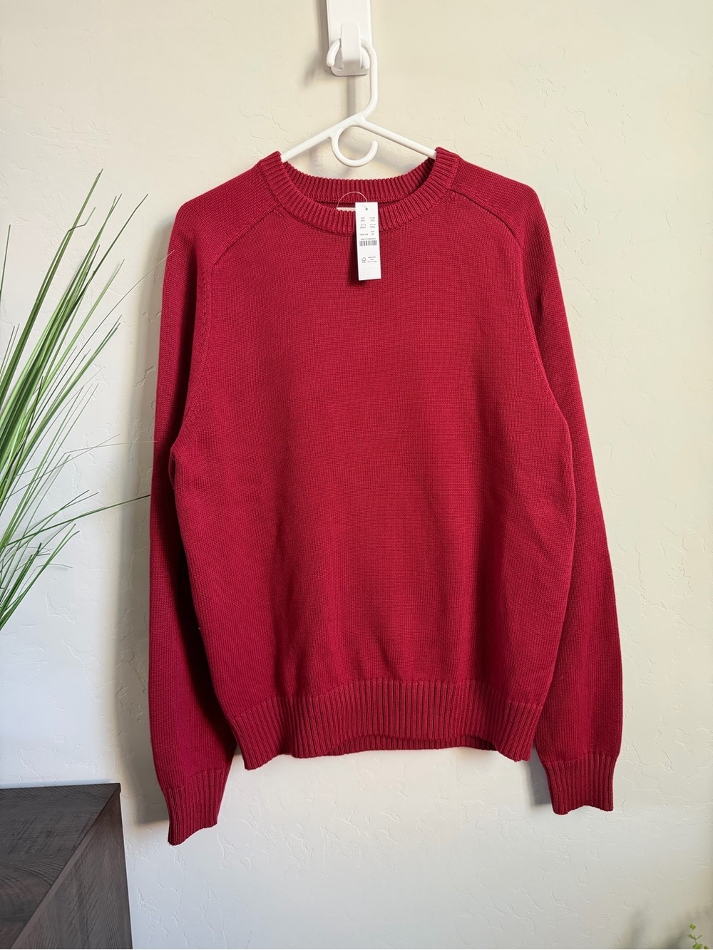 J.Crew BI841 Heavyweight Cotton Crewneck Sweater Maroon Red Medium NWT